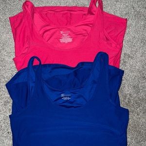 No Boundaries —> Hot Pink and Dark Blue tank tops.